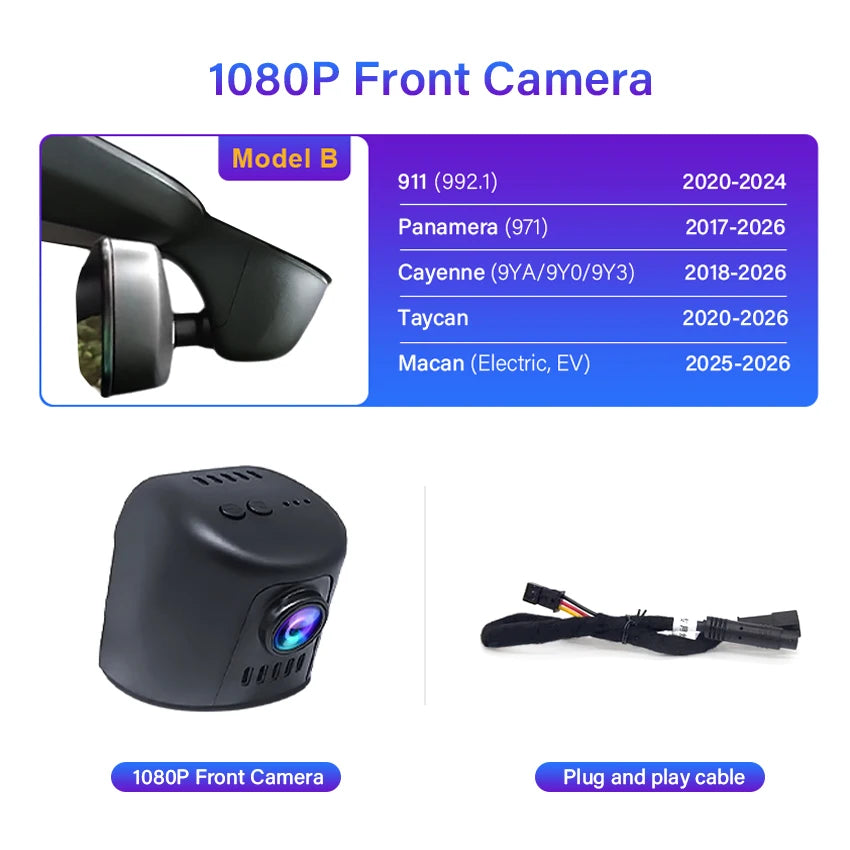 4K Plug And Play Easy Installation Wifi Car DVR Dash Cam For Porsche Cayenne/Macan/911/Taycan/Panamera/718 Boxster & Cayman Car Mobile World