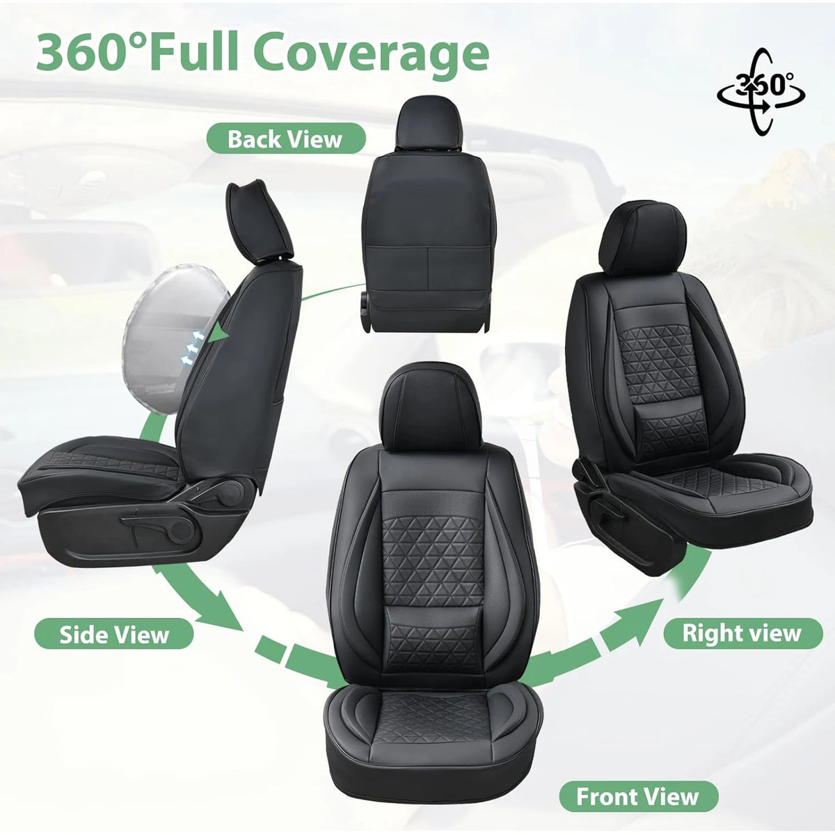 Car Seat Covers Full Set 5-Seats Waterproof Faux Leather Car Seat Cushion Protector Universal Fit for Most Cars SUVs Sedan