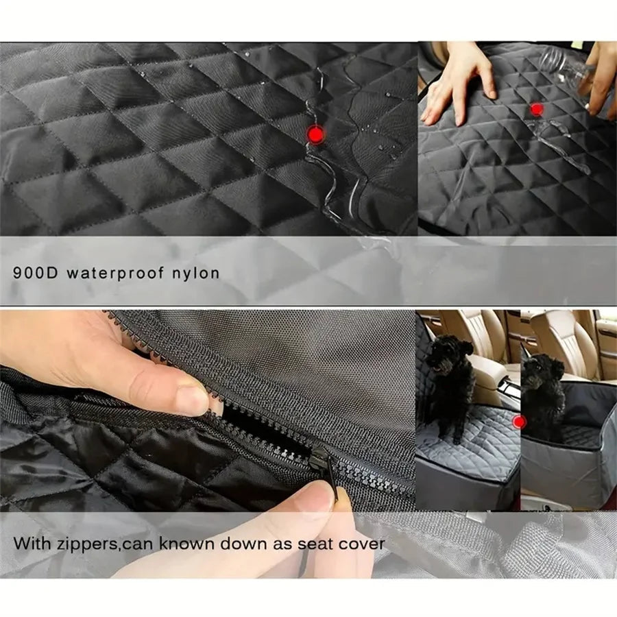 Fabric dog car seat cover, quilted, waterproof, anti slip, suitable for pet height increasing seats in cars, trucks, and SUVs - CM World
