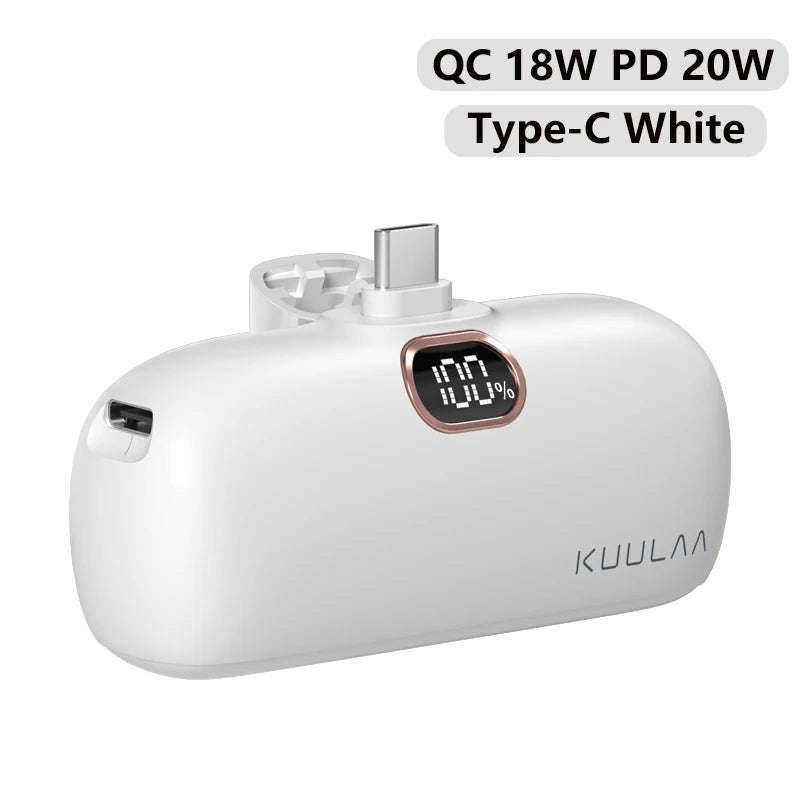 KUULAA Mini Power Bank 5000mAh PowerBank QC PD Fast Charging For iPhone 15 14 13 Batterie Externe Portable Charger For Xiaomi Mi Car Mobile World