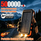 500000mAh Outdoor Solar Power Bank Super Fast Charging Portable External Battery for iPhone Samsung Huawei