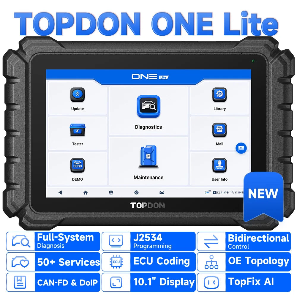 TOPDON All System Car Diagnostic Tools 50 Hot Functions Auto OBD2 Scanner Topology Map Bidirectional Control ECU Coding ONE LITE