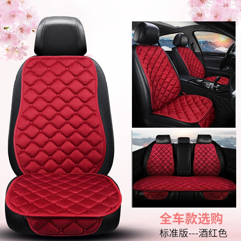 Thickened car seat cushion plush short plush anti slip warm seat cushion seat three piece set winter universal plush winter CM World