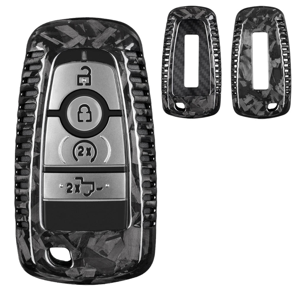 Key Fob Cover for Lincoln Navigator Real Carbon Fiber Key Case Shell for Ford F150 & Raptor Bronco with Keychain 2020-2023 2024 CM World