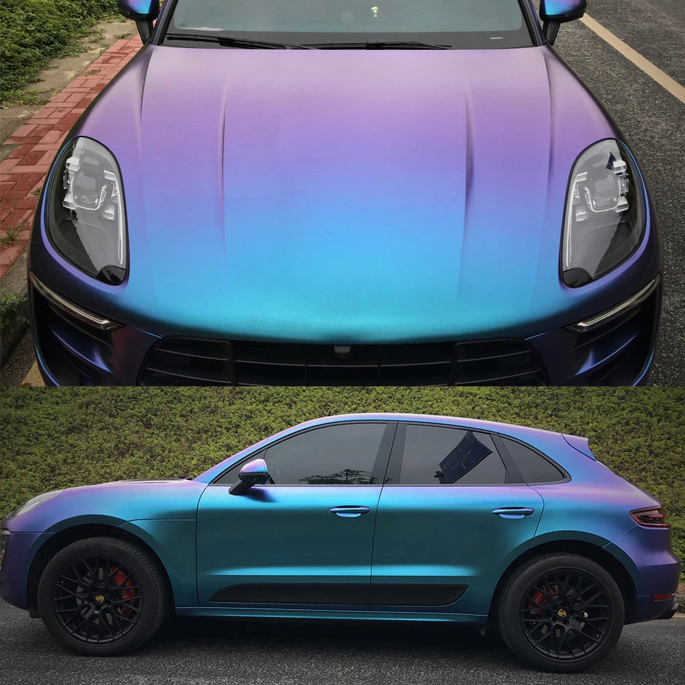 Glossy Chameleon Car Wrap Stickers Color Change Vinyl Film Blue to Purple Bubble Free Car Wrapping Film Auto Accessories