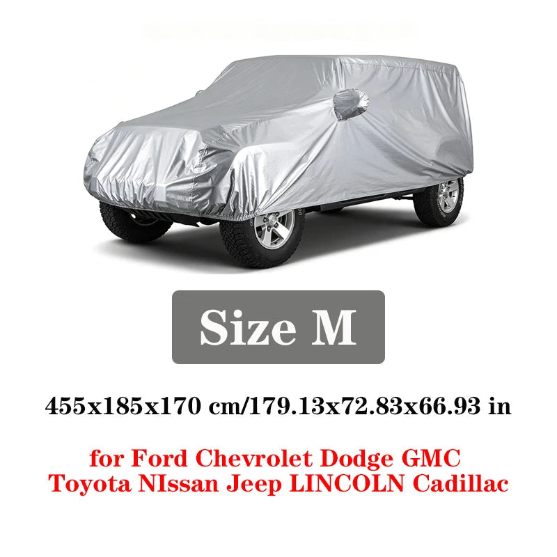 Universal SUV Full Car Covers Outdoor Waterproof Sunshade Rain Snow Dust Resistant UV Protection Cover for SUV Sedan Hatchback Car Mobile World