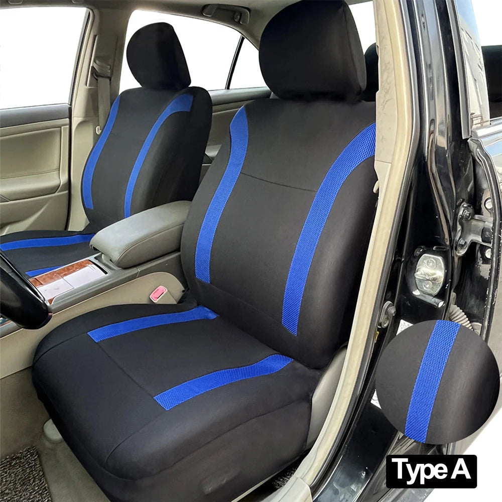 AUTO PLUS Sports Universal Polyester Car Seat Cover Set Fit Most Car Plain Fabric Bicolor Stylish Car Accessories Seat Protector CM World