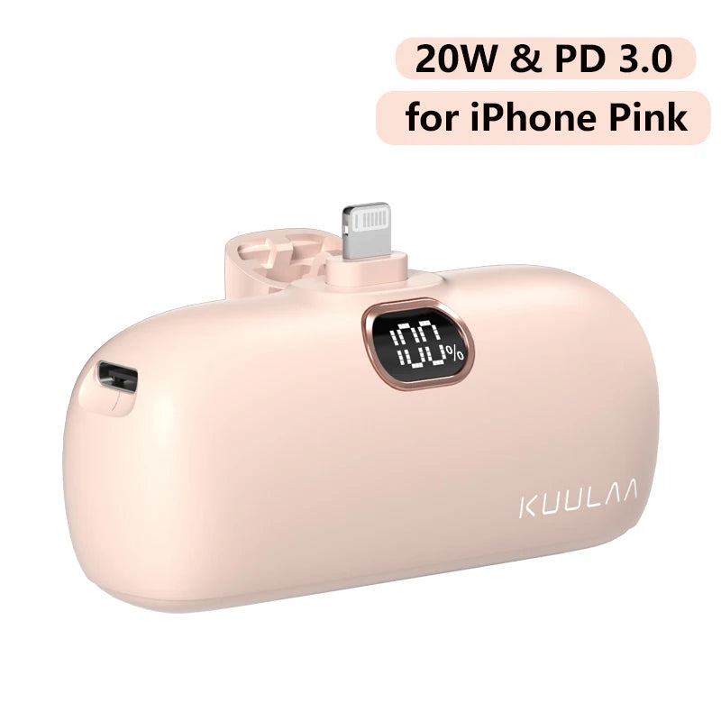 KUULAA Mini Power Bank 5000mAh PowerBank QC PD Fast Charging For iPhone 15 14 13 Batterie Externe Portable Charger For Xiaomi Mi Car Mobile World