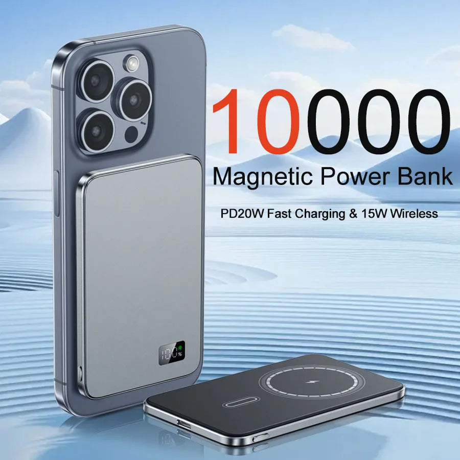 10000mAh Thin Magnetic Wireless Power Bank PD20W Fast Charging Portable External Battery 5000mAh for Magsafe For iPhone Samsung Car Mobile World