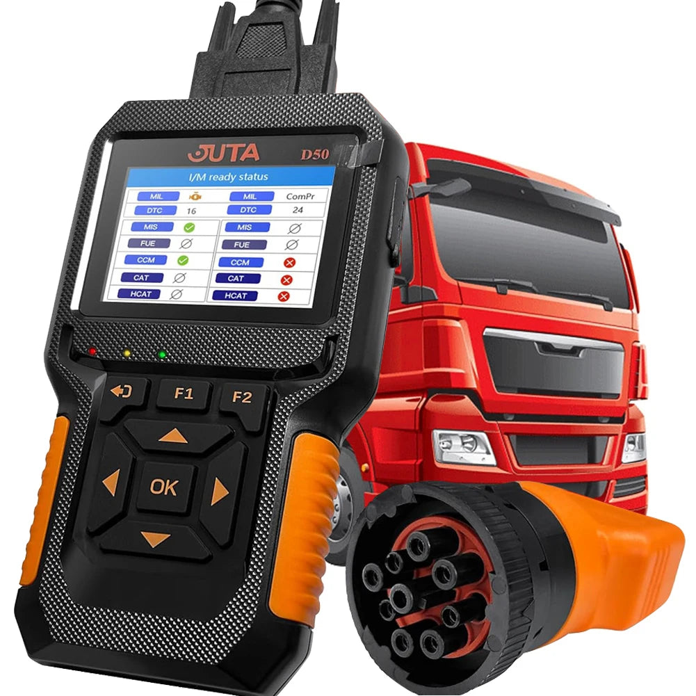 D50 OBD2 Scanner Car and Truck Code Reader Heavy Duty HD Diesel Diagnostic Scan Tool 2 in 1 Auto Clear Check Engine Fault Light