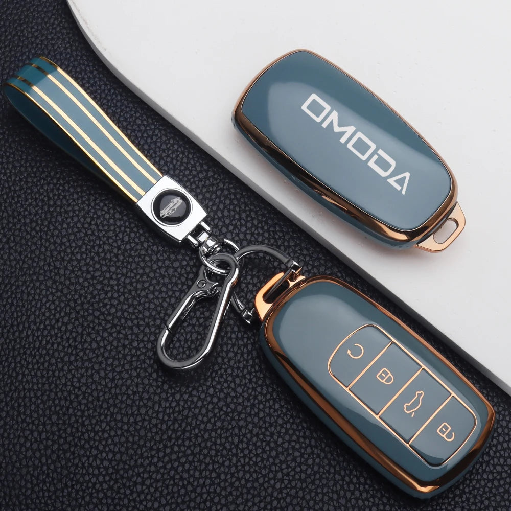 Soft TPU Car Key Case Cover for Chery Omoda C5 E5 C9 Omoda 5 9 EV PHEV 2024 2025 Remote Key Cover Keychain Car Accessories