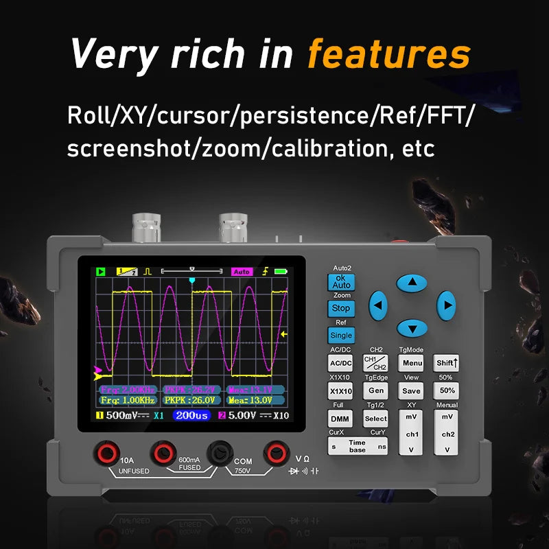 ZEEWEII DSO3D12 3.2 Inch Desktop Digital Oscilloscope 120M Bandwidth Dual Channel Multimeter and Signal generator 3 in 1 CM World