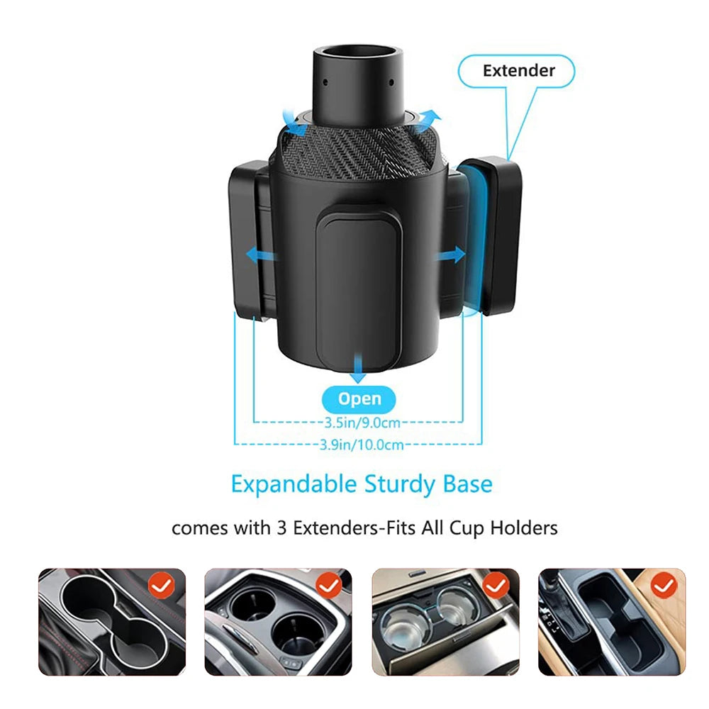 Adjustable Car Cup Holder Expander Base for Yeti Rambler, Stanley, Hydro Flask, Nalgene 10-64oz (473-1893ml) Universal Large CM World