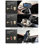 Car Vent Phone Mount, [Never Blocking Vent, Enjoy The Comfort of The A/C] Hands-Free Universal Extension Clip Air Phone Holder