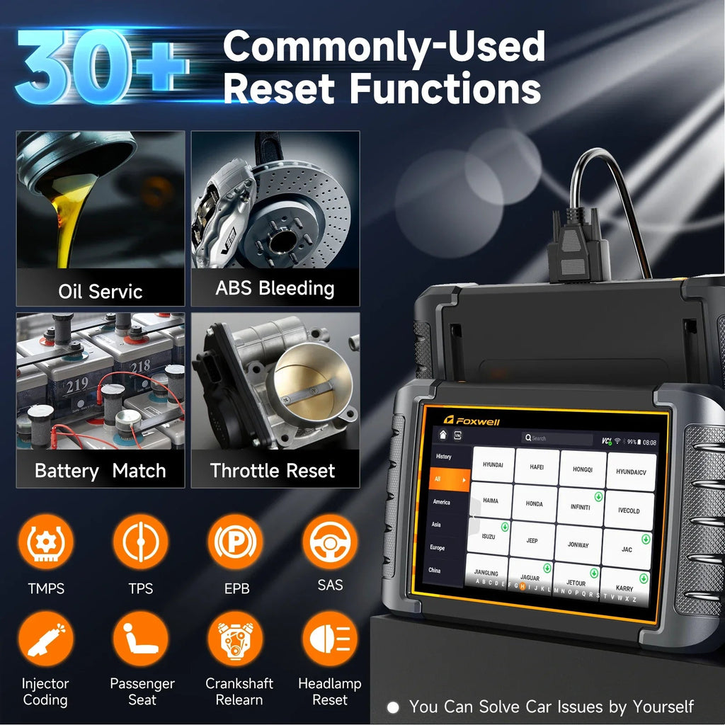 Bidirectional Active Test ECU Coding OBD2 Car Diagnostic Scanner FOXWELL NT809 Full System 30 Plus Resets ABS EPB IMMO TPMS Oil Car Mobile World