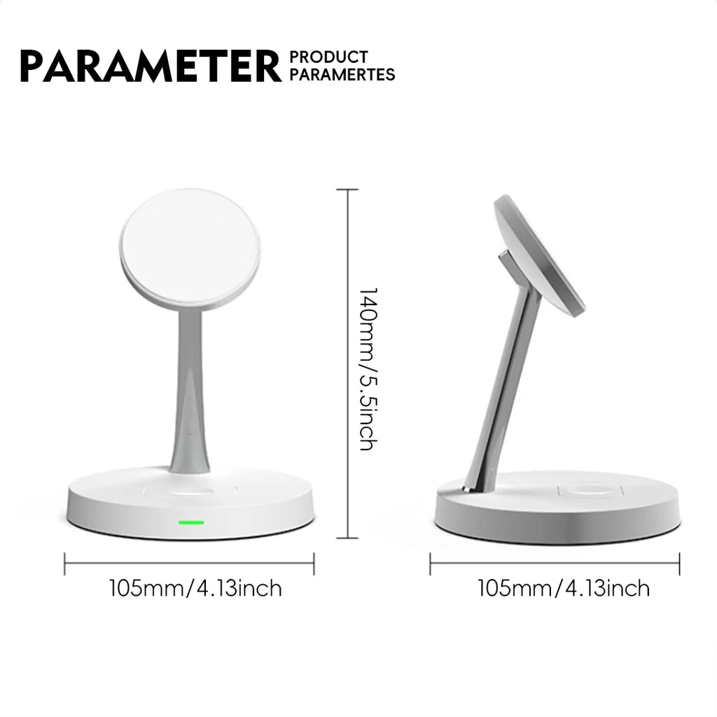 3-in-1 Magnetic Fast Wireless Charger for IPhone17-12 AirPods 2/3/Pro Metal Bracket with Night Light Fast Charging Dock Station