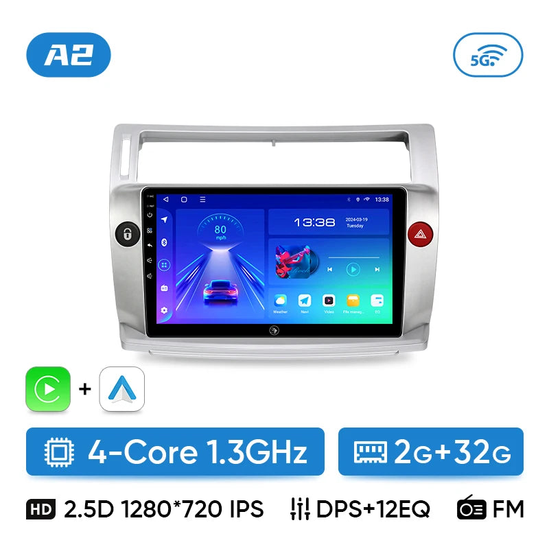 Ainavi Car Radio For Citroen C4 C-Triomphe C-Quatre 2004 2005 2006 2007 2008 2009 Wireless Carplay Android Auto Multimedia 2 Din CM World