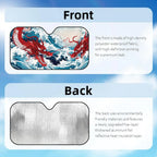 Japanese Wave Dragon Sun Visor Foldable Universal Car Windshield Sun Shade UV Protection Heat Insulation Foldable Cover