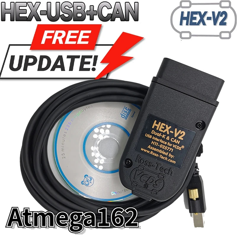 Newest VCDS 25.3 VAG Scanner Tool Cable OBD2 Diagnostic Multi-Language HEX V2 Wesheu VCDS VAG COM 24.7 For Audi SKODA VW 2026 CM World