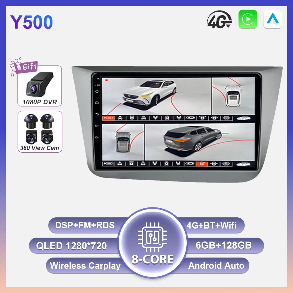 Android 16 Car Radio Autoradio For Seat Altea XL Toledo 2004-2015 Multimedia Player GPS Navigation Wireless Carplay Auto WIFI BT