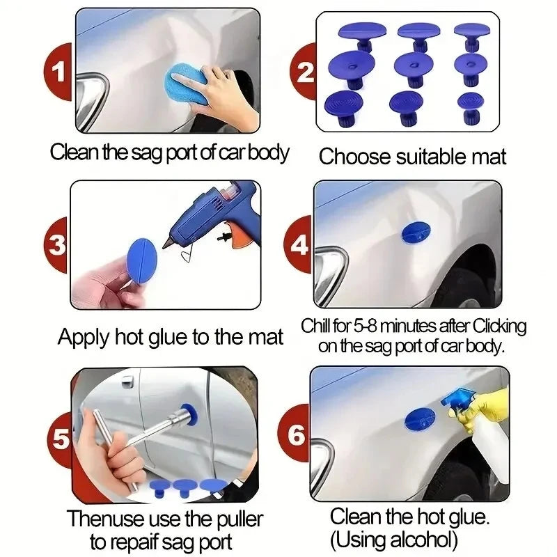 Car Dent Repair Tool Auto Body Part Mechanical Sheet Metal Paintless Dent Removal Puller Kit Hand Tools Kit Set CM World