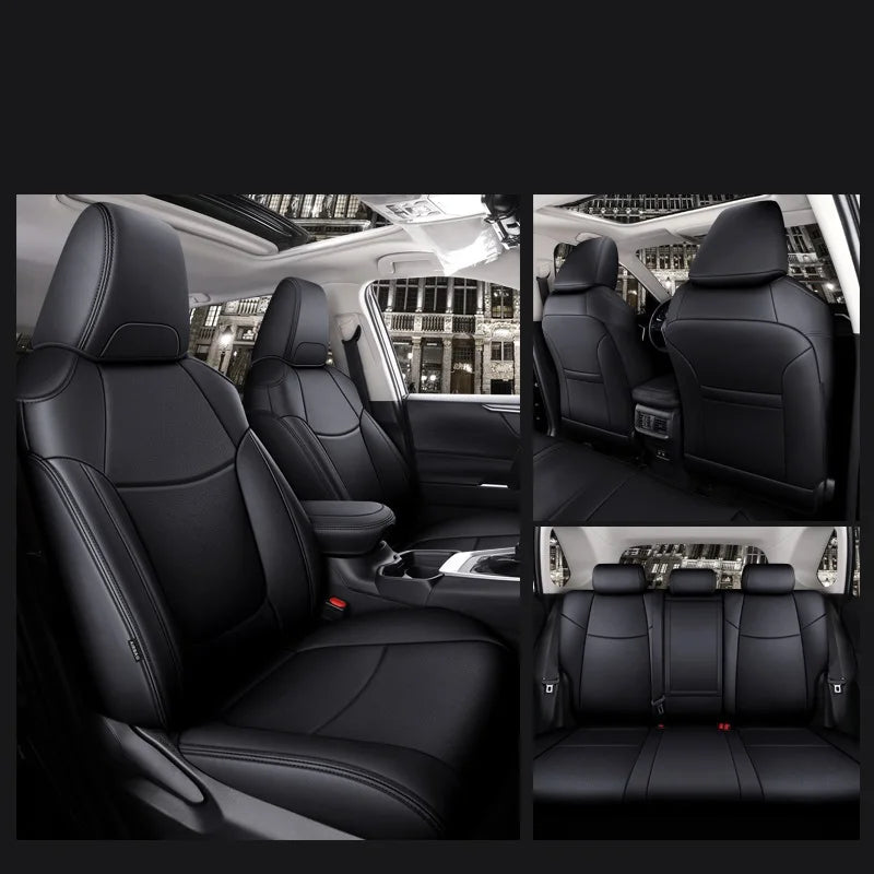 Custom Fit Car Seat Covers Accessories 5 Seat Full Set Middle Perforated Genuine Leather for Toyota RAV4 Corolla CHR Prius Camry CM World