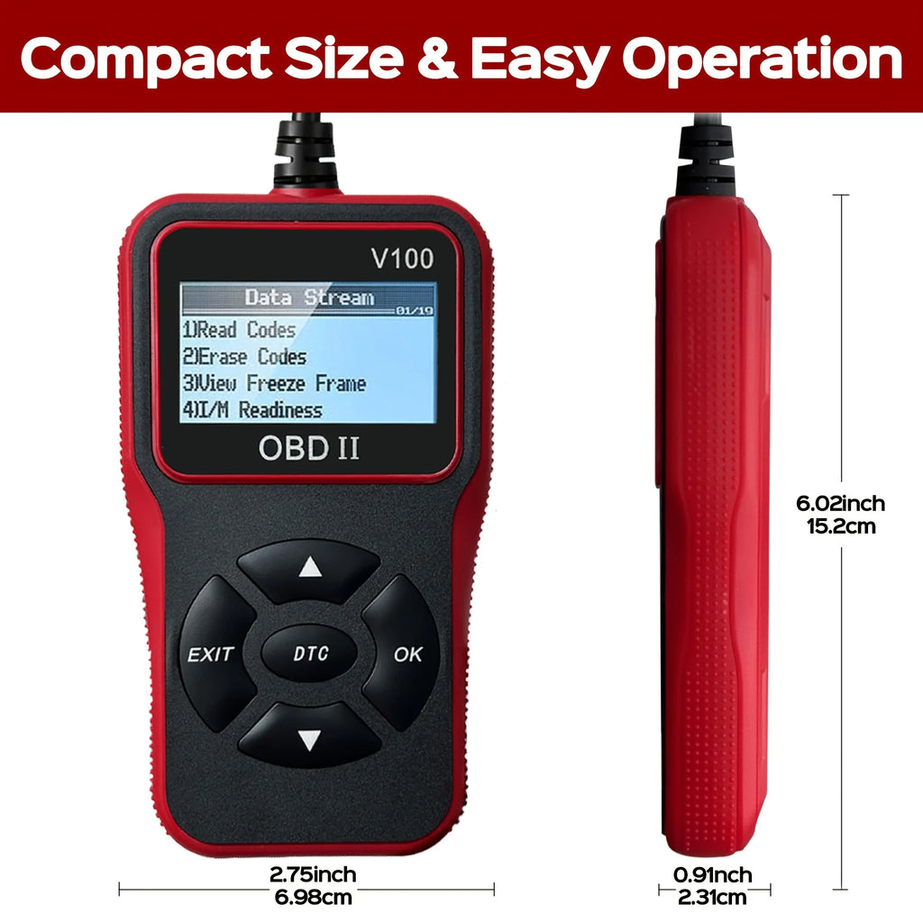 Car OBD2 Scanner Diagnostic Tool Code Reader, Car Voltage Tester Engine Fault Code Scanner, Charging Tester Diagnostic Tool V100 Car Mobile World