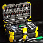 53 PCS Set of 1/4 Inch Socket Ratchet Wrench Set, Socket Drill Bit Extension Rod Automotive Repair with Case Car Repair Househol CM World