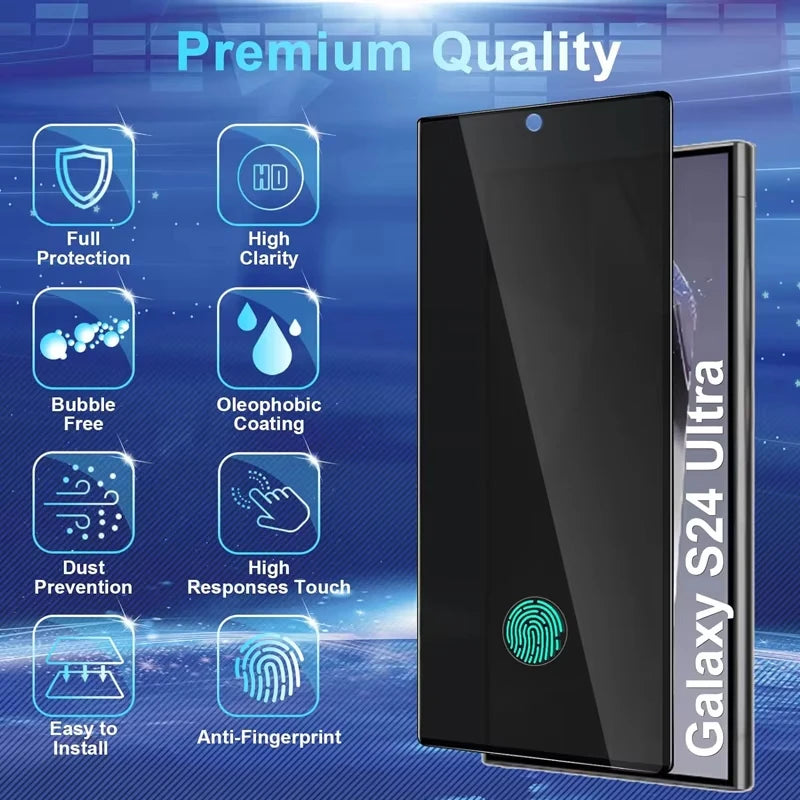 3PCS Privacy Tempered Glass For Samsung S26 Ultra Fingerprint Unlock Anti-Spy Screen Protector for S26 Plus Anti-peep Glass Film