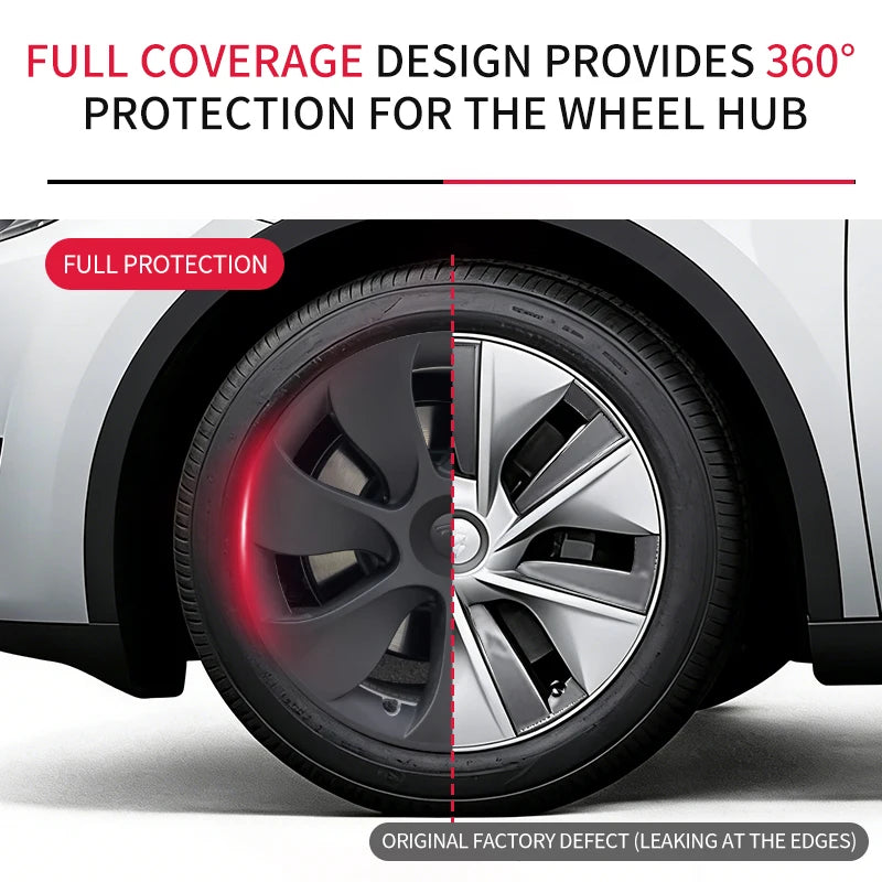 4PCS 19 Inch Wheel Cover for Tesla Model Y 2020-2024 Right＆Left Automobile Hubcap Replacement Wheels Cover Full Rim Accessories CM World
