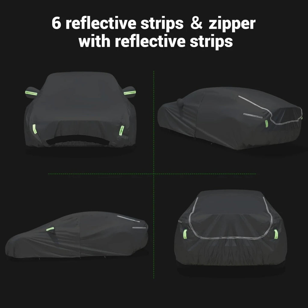 Car Cover For Tesla Model Y Car Cover Waterproof All Weather with Ventilated Mesh Charge Port Opening Zipper Door Trunk Opening