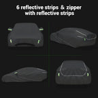 Car Cover For Tesla Model Y Car Cover Waterproof All Weather with Ventilated Mesh Charge Port Opening Zipper Door Trunk Opening