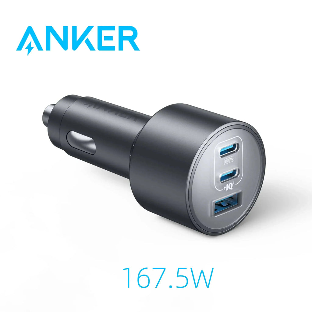 Anker USB-C Car Charger, 167.5W Max 3-Port Fast Car Charger, for MacBook Pro/Air, iPhone 15/14 / 13 Series, Samsung S24 / S23, Car Mobile World