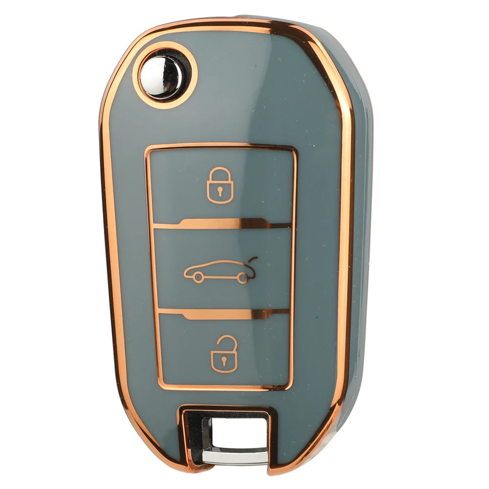 Jingyuqin 3BTN Soft TPU Car Key Case For Peugeot 208 308 408 508 2008 3008 4008 5008 For Citroen C3 C4 CACTUS C6 C8 Accessories CM World