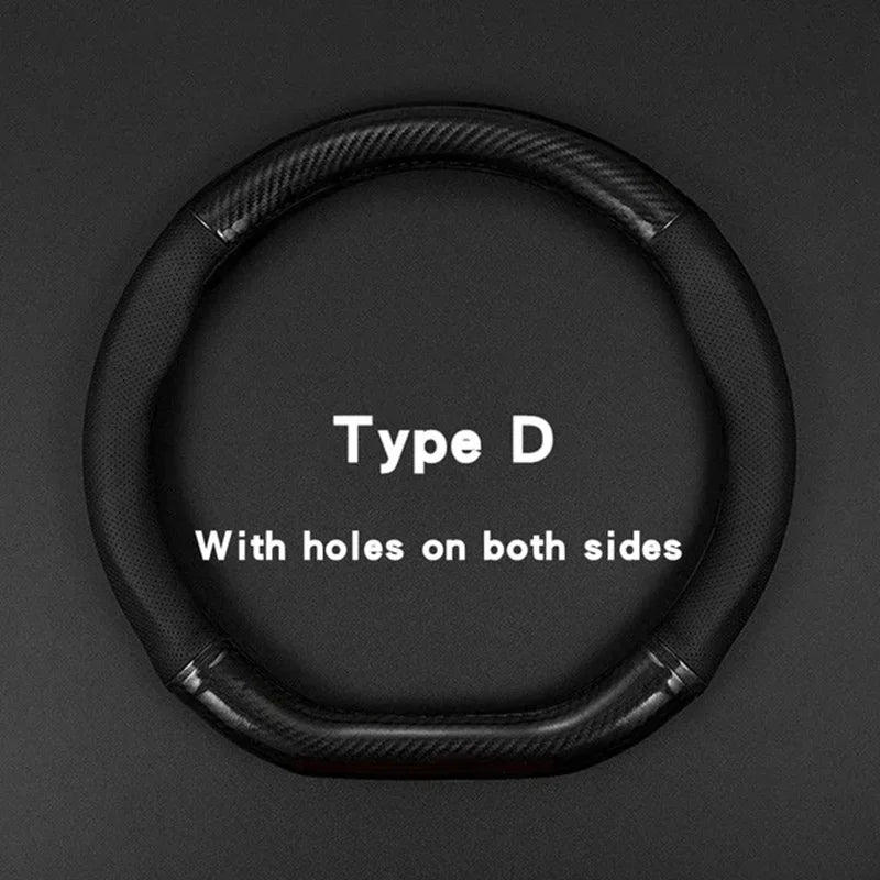 Car steering wheel cover breathable carbon fiber sports model all season universal anti slip and wear-resistant handle cover CM World
