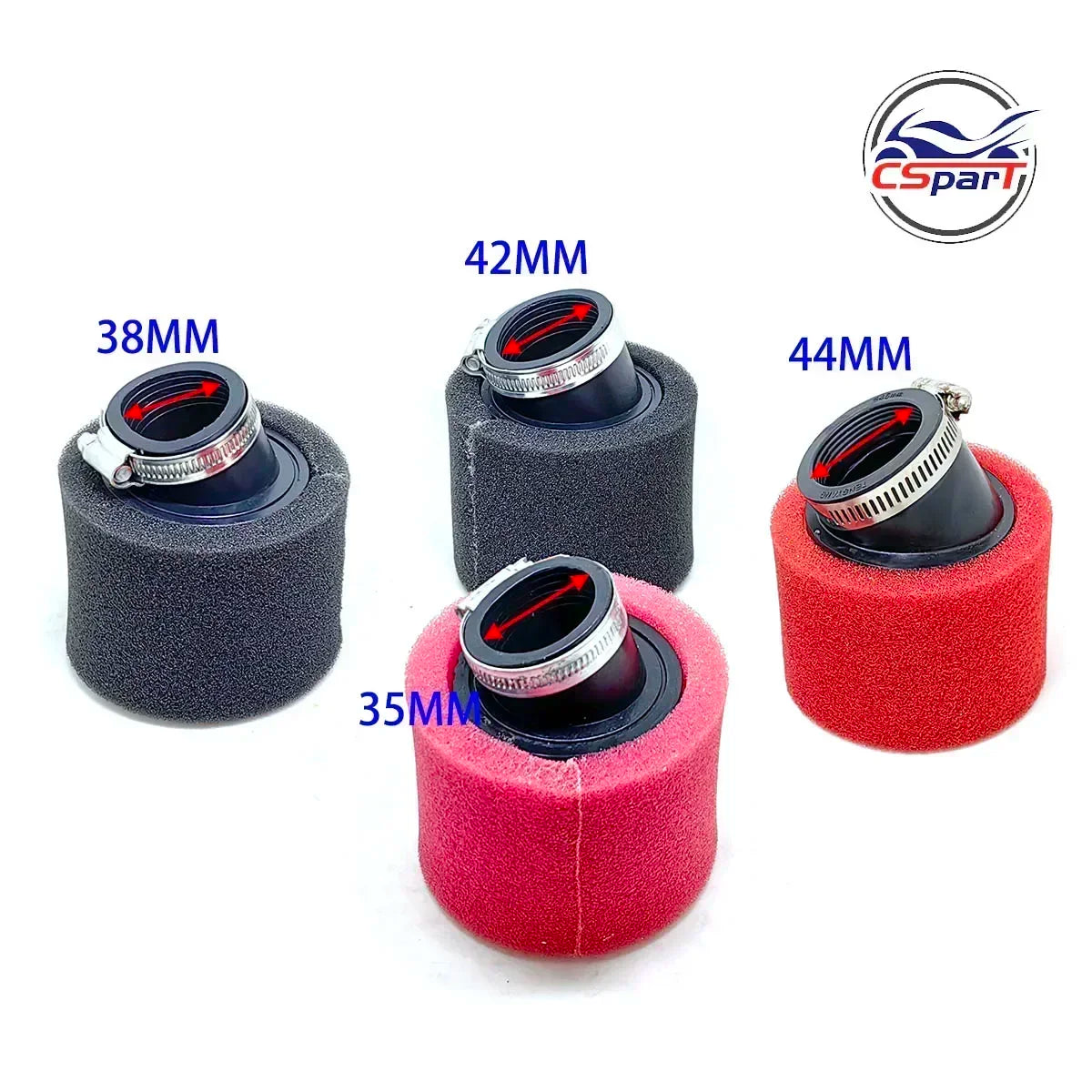 32mm 35mm 38mm 42mm 44mm 58mm straight Neck Foam Air Filter Sponge Cleaner Moped Scooter Dirt Pit Bike Motorcycle RED Kayo BSE CM World