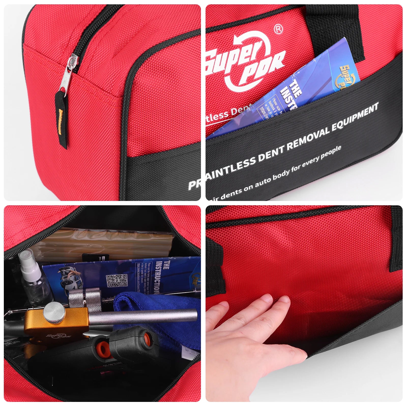 Super PDR Car Body Dent Repair Special Tool Kit Large Capacity Manual Tool Kit Portable Paint-Free Dent Repair Tool Storage Bag CM World