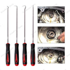 4PC Professional Seal Hook Kit - Heavy Duty Oil Screwdrivers w/Ergonomic Grip for Auto Repair/Plumbing, Mechanics Tool Set CM World