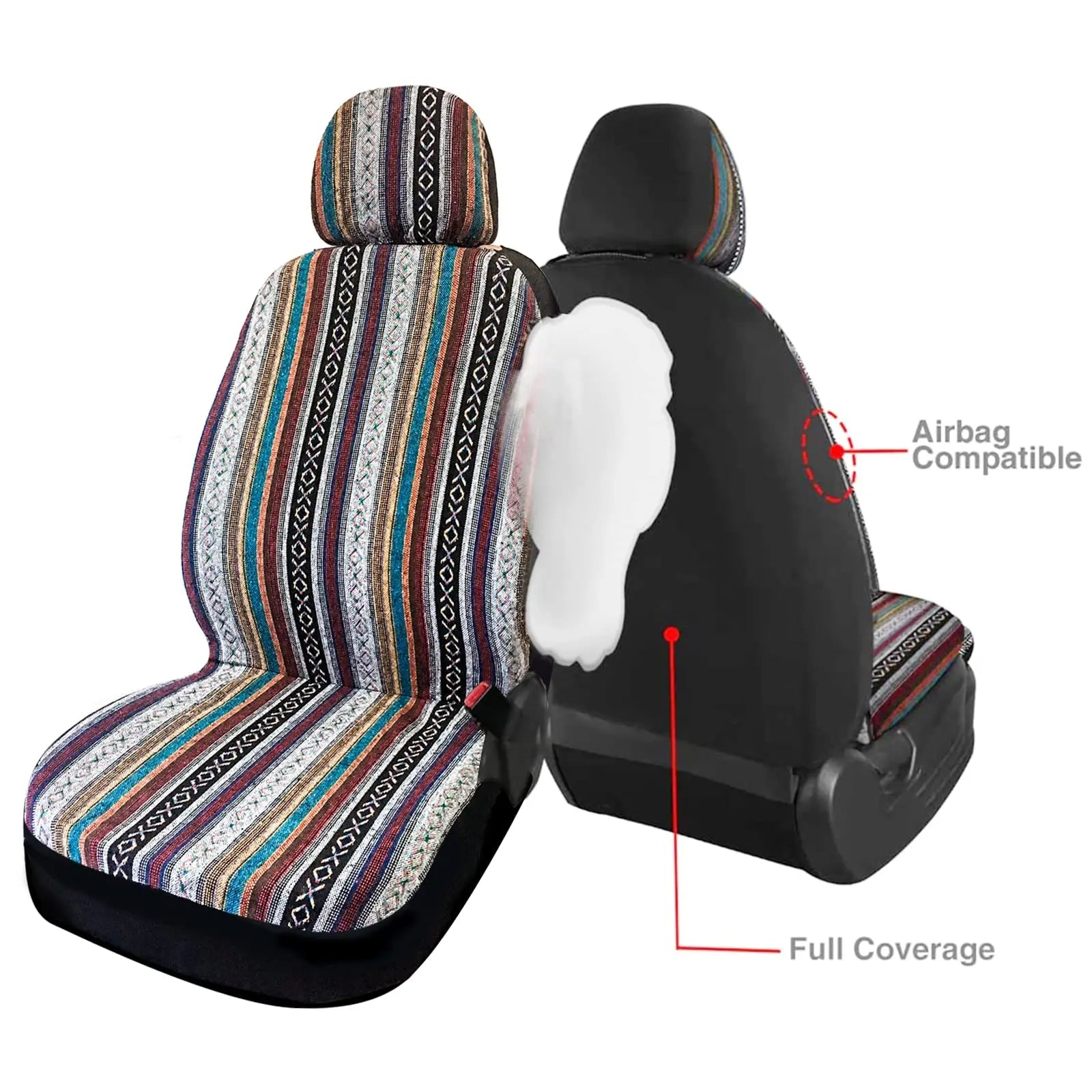 Multi-Color Baja Saddle Blanket Weave Universal Car Seat Cover CM World