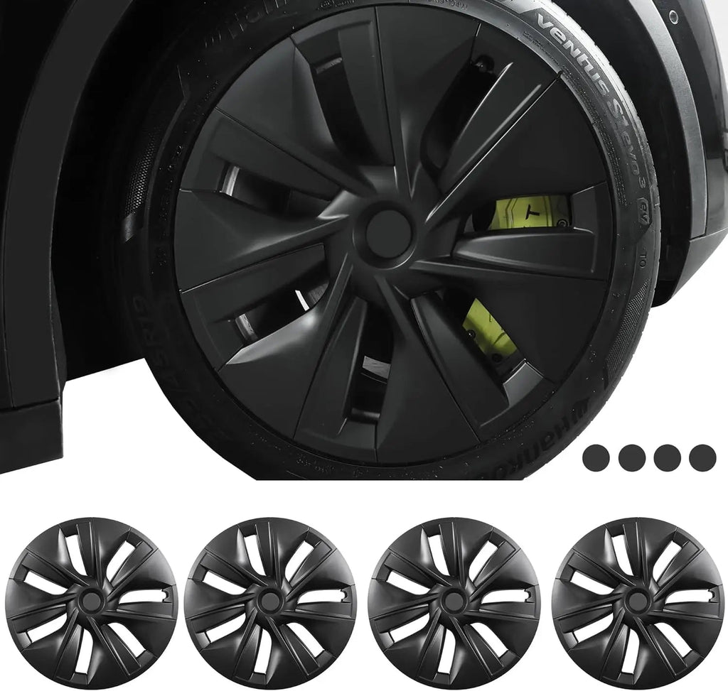 Wheel Covers 19 Inch for Tesla Model Y 2024 Hubcaps Compatible Tesla Model Y Accessories 2024 2023 2022 2021 4 Pcs Rim Protector CM World