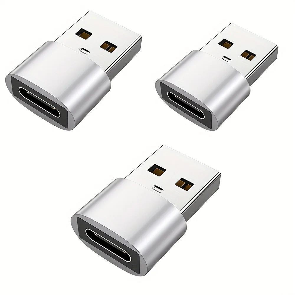 3-Pack USB to USB C Adapter, USB C Female to USB Male Super Fast Charging and OTG Converter Compatible with iPhone 15/14/13/12 P Car Mobile World