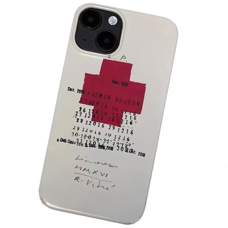 Hot Sale Ins Retro Red Cross Art Phone Case For iPhone 17 16 15 14 13 12 11 Pro Max AIR XR X XSMAX7 8 Plus Y2K Anti Drop Cover
