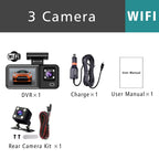 WIFI 3 Camera Dash Cam Cabin Car Dvr 1080P Interior Vehicle Three Way Channel Dvrs Recorder Video Registrator Dashcam Camcorder
