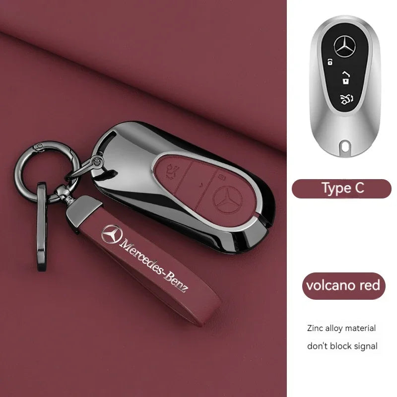 1pcs Leather Car Smart Key Case Cover Shell Fob Holder For Mercedes Benz A B C E S  R-Class C43 CLA GLB GLC GLK SLK SL Vito W20 CM World