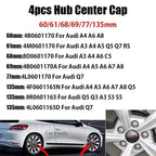 Audi 4pcs 60mm 61mm 68mm 69mm 123mm Car Styling Wheel Center Cap Hub Covers Badge for Audi A3 A4 A5 A6 A7 A8 S4 S6 Sticker CM World