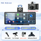 Imagebon P60 10.26" Android 15 Bulit-in GPS Wireless Carplay Android Auto Dual Camera WIFI Dashcam GPS Navigation Video Recorder Car Mobile World
