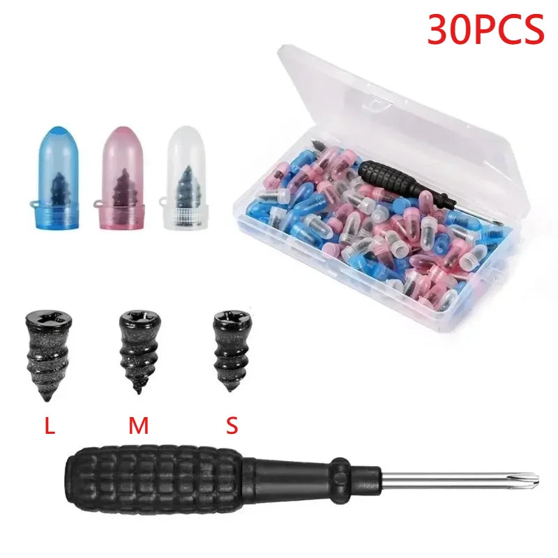 Car Tire Repair Rubber Screws Kit Universal Repair Nails Screw with Screwdriver for Car Motorcycle Tubeless Tyre Puncture Tool