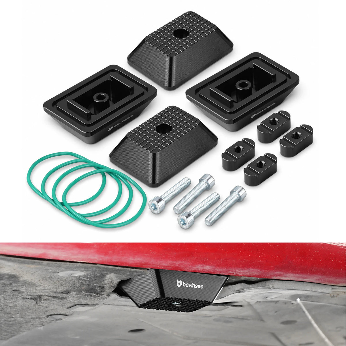 BEVINSEE Aluminum Jack Pad Set For BMW F30 F36 F20 M3 E90 E92 E93 F80 M4 F82 F83 F12 F06 F32 F33 F31 Z4 G29 For Toyota Supra A90
