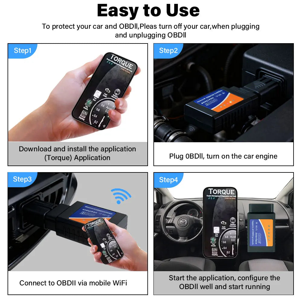 OBD2 Scanner ELM327 Car Diagnostic Detector Code Reader Tool V1.5 WIFI Bluetooth OBD 2 for Android IOS Auto Scan Repair Tools Car Mobile World