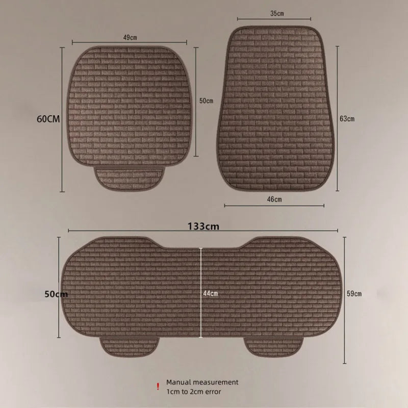3pcs Universal Size Breathable Non Slip Car Seat Cover Front Seat Protector Cushion Linen Fabric Auto Interior Accessories CM World